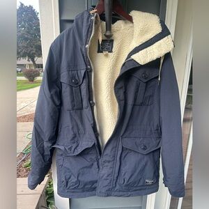 Navy Hooded Jacket with Cream Lining